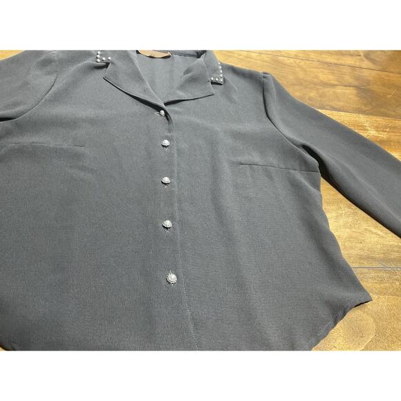 Double D Ranch Western Studded Button Up Black Size large - Picture 4 of 11